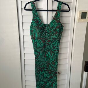 Madison Leigh Green and Brown Patterned Dress